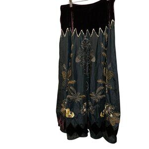 Armand Ventilo Collection purple gold embellsihed beaded velvet maxi skirt 40